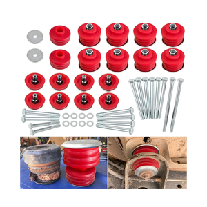 TOPTHANE 19992007 F250 F350 Body Cab Mounts, KF04058BK Body Mount Bushing Kit, Cab Bushing Kit, Steel Sleeves & Hardware (Red)