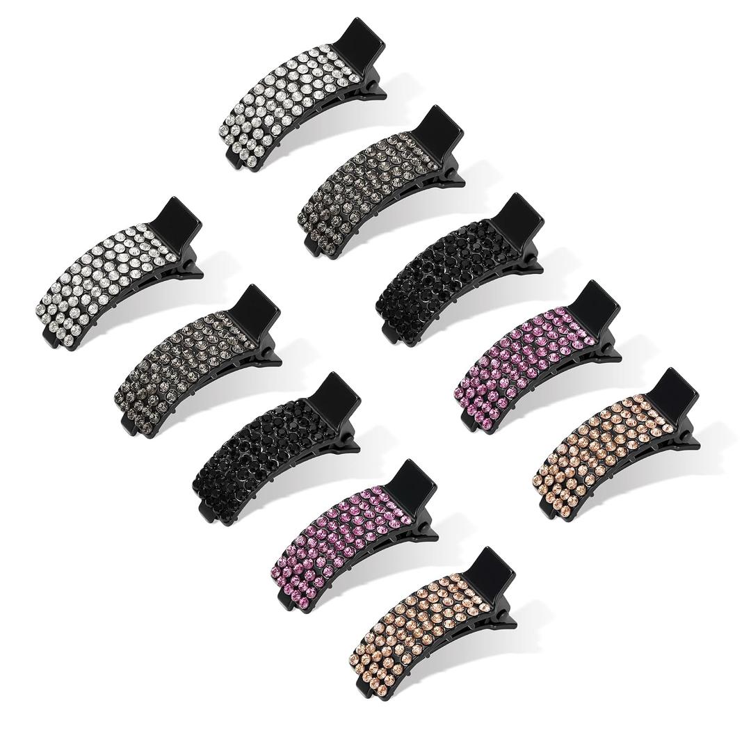 CWJCYTNSN 10 Pcs Small Rhinestone Hair Clips for women Mixcolor Hair Clips for Styling Cute Makeup Clips for Bangs Non Slip Hair Accessories for Girls Thin Thick Hair