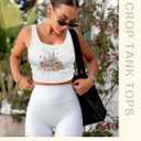 Flafens Crop Tops for Women Summer Tank Tops - Cute Ribbed U Neck Graphic Sleeveless T Shirts Yoga Gym Short Tanktops (White, S)