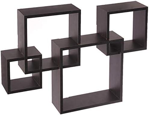 Greenco 4 Cube Intersecting, Easy-to-Assemble Floating Wall Mount Shelves for Bedrooms and Living Rooms - Walls Shelving for Living Room - Wall Mounted Shelves - Espresso Finish