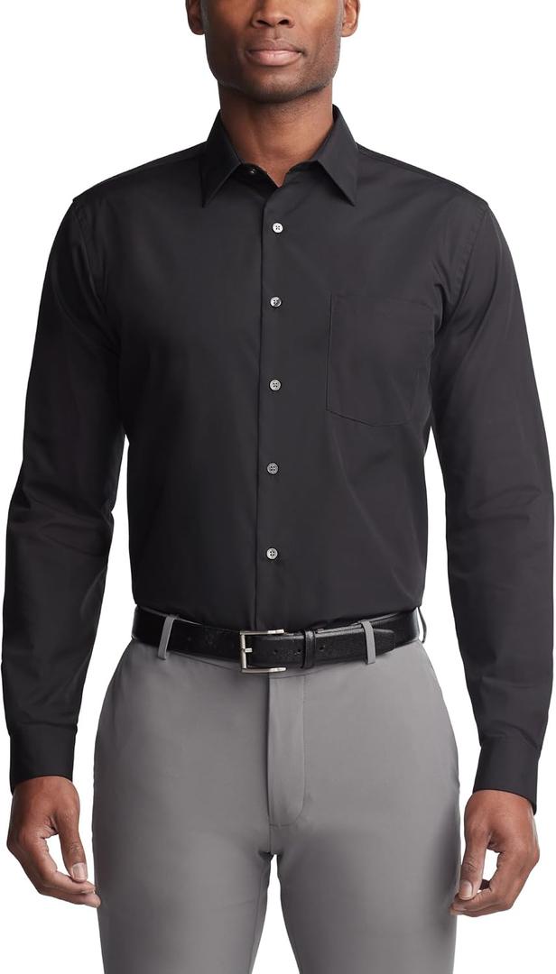 Van Heusen Regular Fit Long Sleeve Dress Shirt BLACK 15.5 Nk 32-33 Sl, M