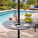 Novabright 20" Outdoor Adjustable Umbrella Table with 1.5" Hole, HDPE Patio Umbrella Pole Table Tray, Portable Round Top Height Adjustable for Grassland Patio, Backyard, Beach, Garden, Poolside