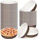 50 Pcs Paper Cake Baking Mold Pans 6 x 1.4 Inch Retro Round Disposable Pie Pans Heat Resistant Shallow Paper Cake Bakeware Cups for Muffins Pies Quiche, Microwave Oven and Freezer Safe