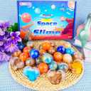 24 Pack Valentines Gifts for Kids Classroom Galaxy Slime Party Favors Ball - Stretchy, Non-Sticky, Mess-Free, Stress Relief, and Safe - Toys for Girls and Boys - Classroom Reward, Office Desk Toys