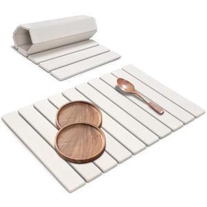Large Stone Dish Drying Mats for Kitchen Counter, 23"(L)×15"(W), Quick Drying Collapsible Dish Drying Mats, Eco-Friendly Absorbent Diatomaceous Earth Mats for Dishes Bottles Cups, Match Any Countertop