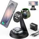 Magnetic Wireless Charger for Samsung, 3 in 1 Charging Station Compatible with MagSafe Samsung Charger 25W Max for Galaxy S26 Ultra, Watch Charger Stand for Galaxy Watch Ultra 8 7, with 45W Adapter