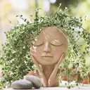 Face Planter Pot Head Planter - Cute Lady Face Succulent Planters for Indoor and Outdoor Plants, Resin Vine Planters Funny Head Plant Pot for Home Garden (Corlor A)