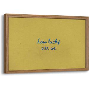 How Lucky Are We Framed Wall Art Inspirational Quotes Yellow Wall Decor, 16x24in