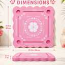 Floating Mahjong Table for Pool, 31.5-Inch Waterproof Double-Sided EVA Game Board with Cup Holders and Pink Hawaiian Wavy Edge for Parties and Game Nights