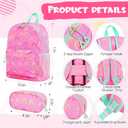 Redbaker 17 Inch 6 Pcs Kids Luggage Set Kids Rolling Luggage Double Pattern Suitcase for Boys Girls (Dusty Pink, Rainbow Style)