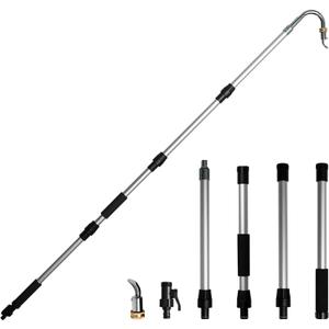 Diivoo Gutter Cleaning Tools from The Ground,Adjustable Gutter Cleaner,Gutter Cleaning Hose Attachment,360 Rotatable Brass Swivel Head Gutter Cleaning Wand for Leaves and Debris,No Ladder Needed