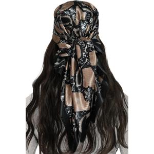 Womens Head Scarf Satin Hair Scarf Printed Square Scarf Like Silk Bandanas for Women 35 Inches (1-snake Skin)