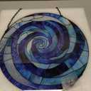 CRISGIF Stained Glass Window Hanging - Blue Abstract Swirl Suncatcher for Doors Garden Patio Unique Sun Catchers Decor Christmas Mother's Day Birthday Gifts for Women Men Mom Nana Friend 15 in