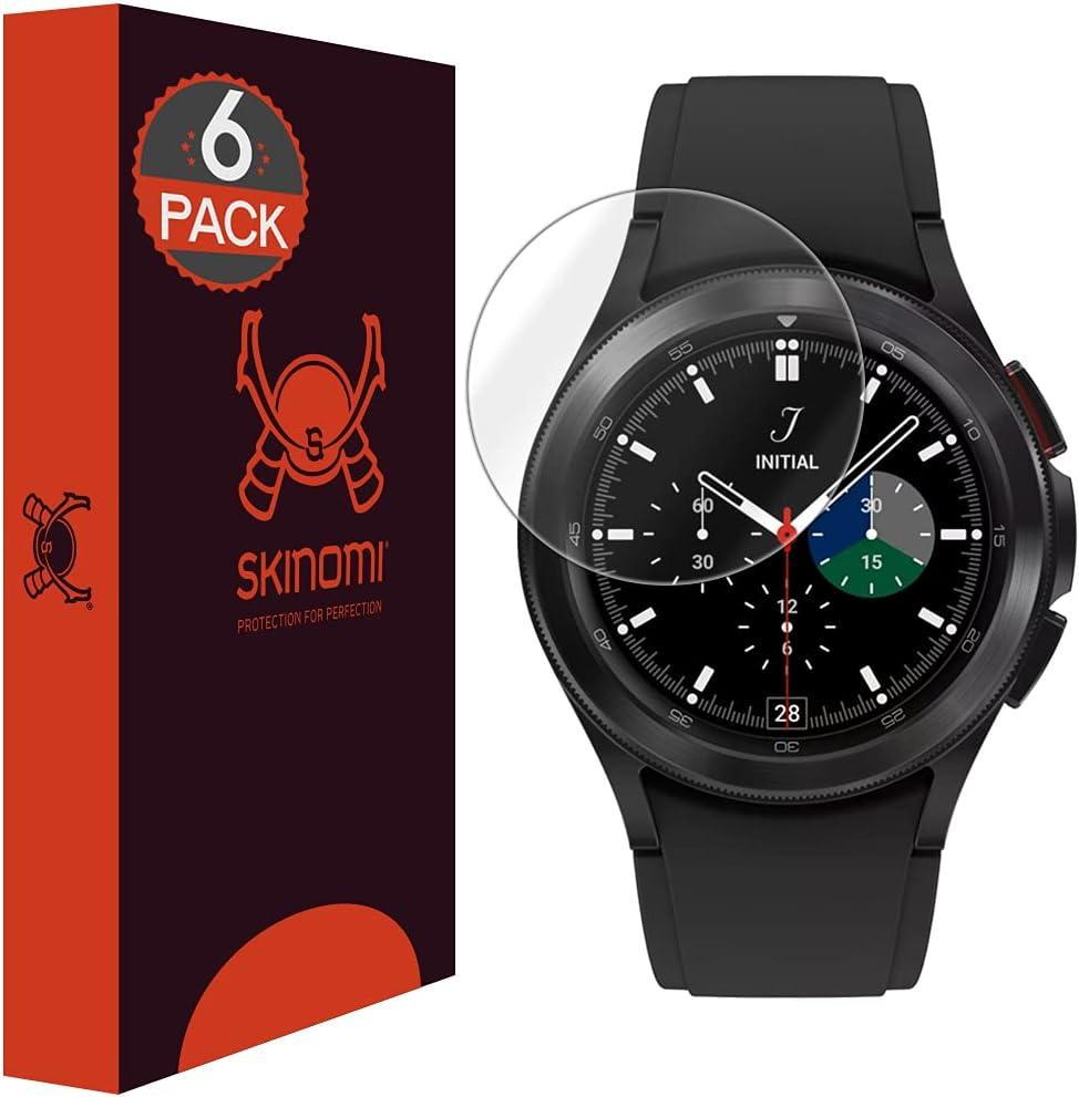 Skinomi Screen Protector Compatible with Samsung Galaxy Watch 4 Classic (46mm)(6-Pack) Clear TechSkin TPU Anti-Bubble HD Film