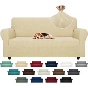 ZNSAYOTX Super Stretch Couch Cover (72"-92") Universal Sofa Covers with Elastic Bottom, Dog Cat Pets Friendly Washable Furniture Protector Fitted Sofa Slipcovers Stay in Place (Sofa)