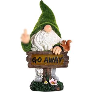 ASAWASA Gnomes Decorations for Yard with Solar LED Light,Large Outdoor Funny Garden Lawn Gnome Decor(Tall 10 Inches)