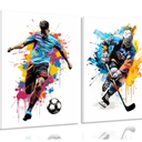 Soccer Graffiti Canvas Wall Art Baseball Lce Hockey Pictures Wall Decor Physical Education Player Posters Prints Paintings for Teenagers Children'S Room Sports Enthusiasts Home Decoration, Pack of 2