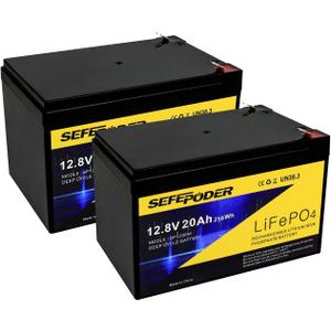 12V 20Ah Lithium LiFePO4 Deep Cycle Battery 2 Pack, 4000+ Cycles Rechargeable Battery for Electric Scooter, Ride On Toy, Lighting, Power Wheels, Fish Finder and More with Built-in 40A BMS