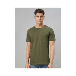 Round Neck Half Sleeve T-shirt, Olive Green, Medium
