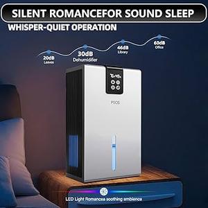 PSOS Dehumidifier, Dehumidifiers for Bedroom, 118 OZ Water Tank, (1000 sq. ft) Quiet Dehumidifiers for Basement, Bathroom with Auto Shut Off, Humidity monitoring, Sleep Mode,7 Colors LED Light, White