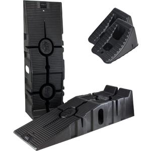 RhinoGear 11909RCMI 4 Piece RhinoRamp Vehicle Ramp Pair (12,000lb. GVW Capacity) and Wheel Chock Pair Bundle