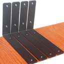 4 Pack - L 9" x H 6" x W1.5", 5mm Thick Black L Shelf Bracket, Iron Shelf Brackets, Metal Shelf Bracket, Industrial Shelf Bracket, Floating Shelf Bracket, Shelf Supports with Screws