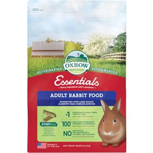 Oxbow Essentials Rabbit Food, Adult, Made with Oxbow Timothy Hay for Rabbit, Pet Pellets with Vitamins & Minerals, Small Animal Pet Products, Bunny Food, Made in USA, High Fiber, 10 lb. bag (EXP 10/28/26)