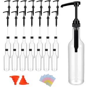 14 Pcs 25 oz Syrup Bottles with Pump Long Neck Plastic Syrup Dispenser Bottles with Funnels and Labels for Coffee Bar Home Party Accessories