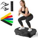 ALSO GO Vibration Plate Exercise Machine, 10 Preset Modes & 200-Level Vibration Platform for Weight Loss/Lymphatic Drainage, Vibration Board with Resistance Bands for Full Body Workout
