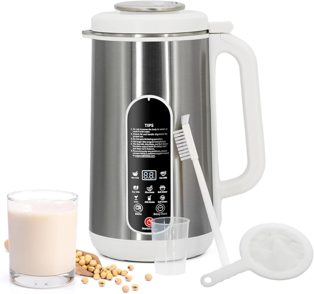 Nut Milk Maker Machine, 42oz 8 in 1 Portable Automatic Soy Milk Machine for Homemade Soy, Oat, Coconut, Plant-Based and Non-Dairy Almond Cow Milk Machine Maker with Delay Start, Auto Clean(Silver)