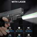 EZshoot 800 Lumens Pistol Light Laser Combo Rechargeable, Pistol Flashlight with Slidable Rail Compatible with Glock and Picatinny Rail, Gun Light with Green Laser Beam