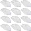 Gionforsy 12pcs Clap Fabric Folding Chinese Tai Chi Fan Set Decorative Folding Hand Fan for Festival Dance Party (White)