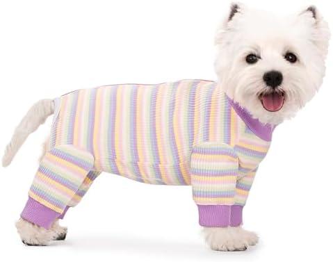 Striped Dog Recovery Suit Female Male For Small Medium Dogs,Dog Surgical Recovery Suite Bodysuit After Surgery Zipper On Back Puppy Cat Long Sleeve Onesies Bodysuit After Surgery Wound Protective