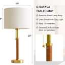 G-SAFAVA 22" Wood Table Lamps Mid Century Modern Lamp for Bedroom Living Room Bedside Lamps for Night Stands Nightstand Lamp with Pull Chain Gold Small Side End Table Lamps Set of 2 Vintage Deco Gifts