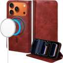 Rssviss for iPhone 17 Pro Wallet Case, Flip Folio Case Compatible with Magsafe, RFID Blocking Card Holder Kickstand, Shockproof iPhone Cover Men Women for iPhone 17 Pro 6.3" Red