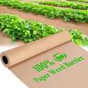 DECOHS 4 x 100 Ft Biodegradable Paper Weed Barrier- Heavy Duty Biodegradable Garden Bed Grass- Garden Paper Weed Control Barrier Weed Grass Blocker for Outdoor Garden Lawn