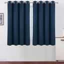 LEMOMO Blackout Curtains 66 x 54 Inch Long Navy Blue Curtains Set of 2 Panels Room Darkening Curtains for Bedroom and Living Room