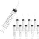 JMU 10 Pcs Dental Irrigation Syringe with Curved Tip 12cc/ml, Curved Wisdom Teeth Syringe Dental with Measurement