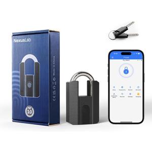 NexusLab Heavy Duty Smart Padlock with Key-Fingerprint & App, Rechargeable, 1-Year Standby(500mAh), IP67 Waterproof, 50 Fingerprints,Ideal for Fence, Locker, Shed, Pool, Gate & Warehouse Security