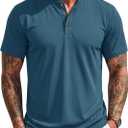 MAGCOMSEN Men's Henley Short Sleeve Shirt UPF 80+ Lightweight T-Shirts Moisture Wicking Tee Casual Summer Basic Solid Shirt (Blue, S)