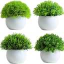 Fake Plants 4 Packs Artificial Potted Plants Faux Greenery Small Fake Shelf or Desk Greenery for Home Indoor,Faux-Indoor-Living Room-Home-Outdoor