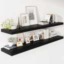 Vivelove 2" Thick Floating Shelves for Wall 55 Inches Long, 12" Deep Wall Shelves, for Bedroom, Bathroom, Living Room, Kitchen, Office, Modern Home Decor, 55" X 12" X 2", Set of 2, Black