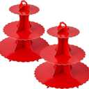 Soleebee 3-Tier Cupcake Stand, Cardboard Cupcake Tower, Dessert Cup Cake Stand Tower for Birthday Wedding Party Decoration, Cupcake Tier Stand 2 Set (Red)