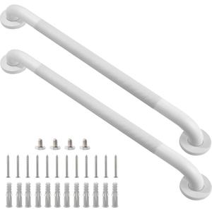 Shower Grab Bar, 2 Pack 32 Inch White Bathroom Grab Bar, 1.25" Diameter 304 Stainless Steel Anti-Slip Grab Bars for Bathtubs and Showers, Handicap Shower Grab Bar for Seniors Elderly