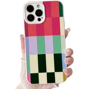 NITITOP Compatible with iPhone 15 Pro Max Case Cute Checkerboard Large Plaid Block for Women Men Girls Durable Slim Soft TPU Shockproof Full Camera Protective Cover - Colorful 2Pack