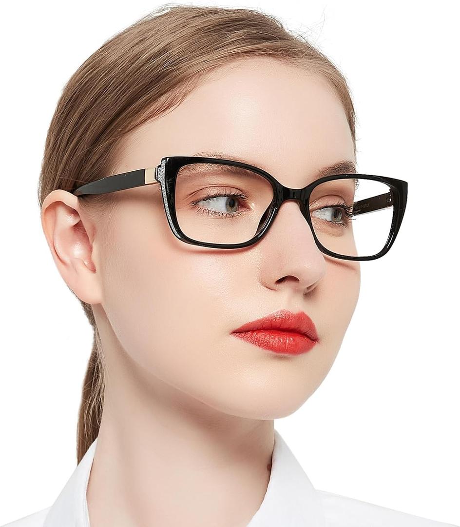 OCCI CHIARI Modern Big Frame Reading Glasses for Women Square Readers(Black 2.0x) 