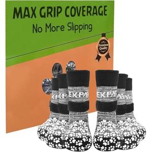 EXPAWLORER 6PCS Anti-Slip Dog Socks to Prevent Licking Paws,Dog Shoes for Hot Pavement,Best Paw Protector Traction Control on Hardwood Floor,Dog Booties for Puppy Small Medium Large Senior Dogs Size Small 