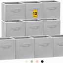 Criusia Storage Cubes, 11 Inch Cube Storage Bins for Shelves (10 Pack), Fabric Collapsible Storage Bins with Dual Handles, Foldable Cube Baskets for Clothes, Closet Organizers and Storage Box (Grey)