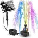 SZMP Solar Fountain Pump, 2025 Upgraded 3.5W Colorful Lights Solar Water Fountain, 7 Nozzles & 16.4ft Power Cord, Bird Bath, Small Pond, Fish Tank