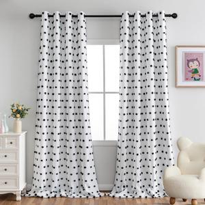MYSKY HOME 100% Blackout Curtains for Bedroom Total Light Blocking Curtains 95 Inch Extra Long Room Darkening 2 Panels Grommet Sliding Door Privacy Window Drapes with Black Pom Pom Sheer 52" x 95"
